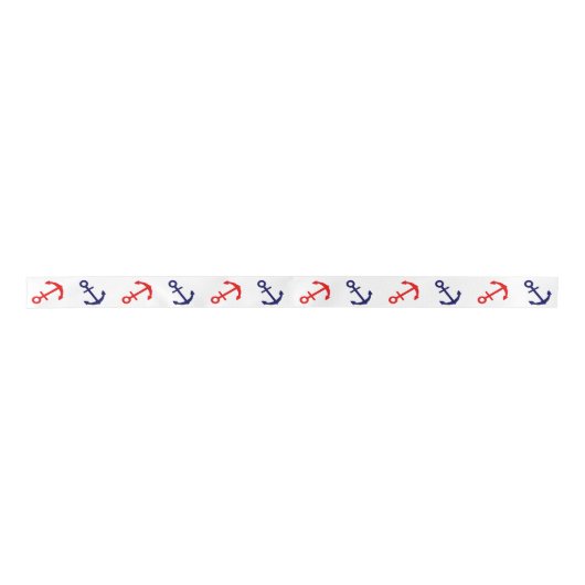Patriottisch Nautical Anchor Ribbon Lint (Voorkant)