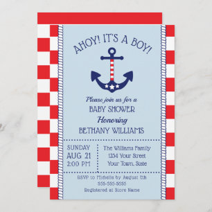 Patriottisch Nautisch Anker Boy Baby shower Kaart