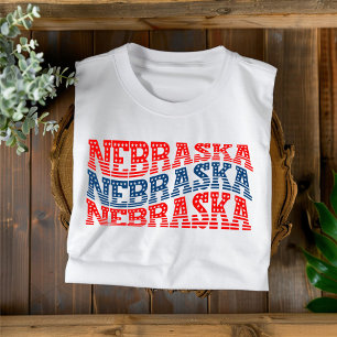 Patriottisch Nebraska Rood en Blauw Boho T-shirt