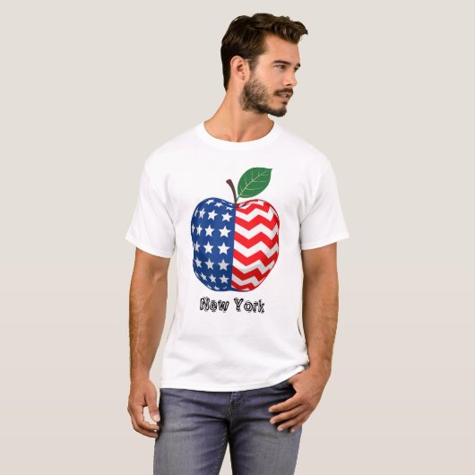 Patriottisch New York Apple Design T-shirt (Voorkant volledig)