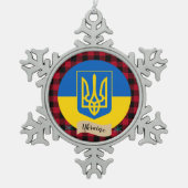 Patriottisch Oekraïne, buffelpleister, Oekraïense Tin Sneeuwvlok Ornament (Voorkant)