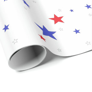 Patriottisch omslagpapier met Stars Rood Blauw Cadeaupapier