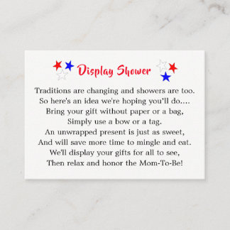 Patriottisch oom Sam American Baby shower Display Informatiekaartje