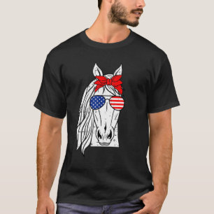 Patriottisch Paard 4 Juli Grappige Zonnebril Huisd T-shirt