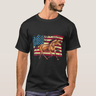 Patriottisch paard Amerikaanse vlag Horseback Ridi T-shirt