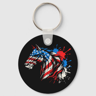 Patriottisch paard amerikaanse vlag spetterende ku sleutelhanger