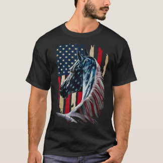 Patriottisch Paard Amerikaanse Vlag T-shirt