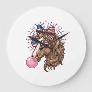Patriottisch Paard Bubble Gum Vintage Vector T-shi Grote Klok