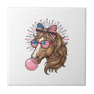 Patriottisch Paard Bubble Gum Vintage Vector T-shi Tegeltje