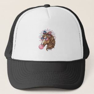 Patriottisch Paard Bubble Gum Vintage Vector T-shi Trucker Pet