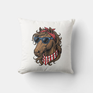 Patriottisch paard hoofd vector shirt ontwerp_1 kussen