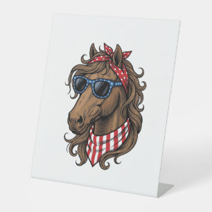 Patriottisch paard hoofd vector shirt ontwerp_1 reclamebord met voetstuk