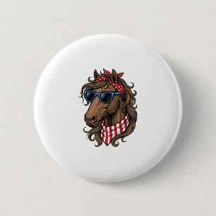 Patriottisch paard hoofd vector shirt ontwerp_1 ronde button 5,7 cm