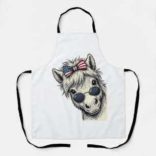 Patriottisch Paard Met Zonnebril Vintage Vector On Schort