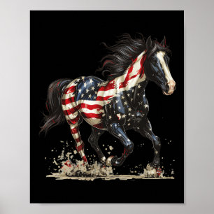 Patriottisch Paard Usa Vlag Vintage Paard 4 Juli Poster