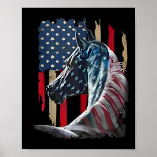 Patriottisch Paard Usa Vlag Vintage Paard 4 Juli Poster