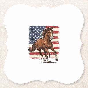 Patriottisch Paard Vintage Western Vector Ontwerp_ Kartonnen Onderzetters