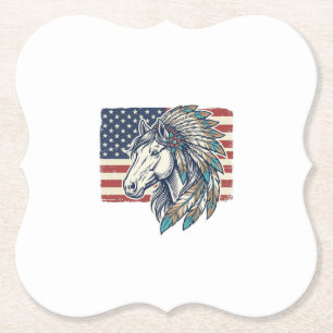 Patriottisch Paard Vlag Vintage Vector T-Shirt Ont Kartonnen Onderzetters