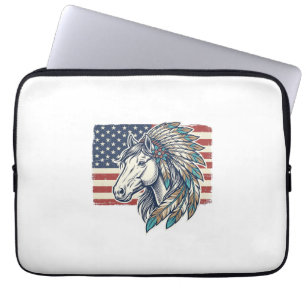 Patriottisch Paard Vlag Vintage Vector T-Shirt Ont Laptop Sleeve