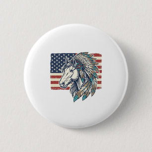 Patriottisch Paard Vlag Vintage Vector T-Shirt Ont Ronde Button 5,7 Cm
