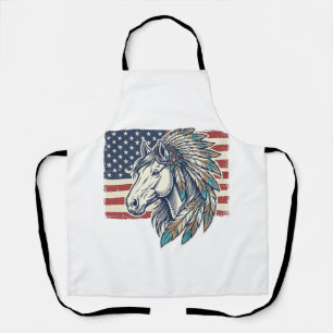 Patriottisch Paard Vlag Vintage Vector T-Shirt Ont Schort