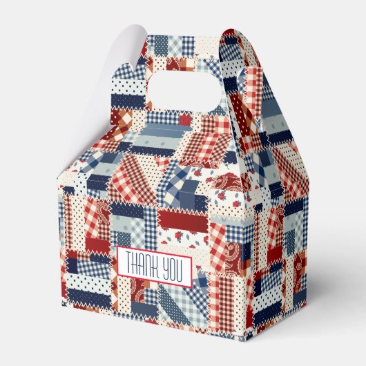 Patriottisch patchwork Quilt Favor Box Bedankdoosjes (Voorkant Zijde)