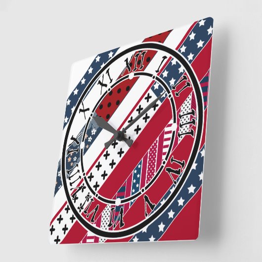 Patriottisch, patchwork vierkante klok (Hoek)