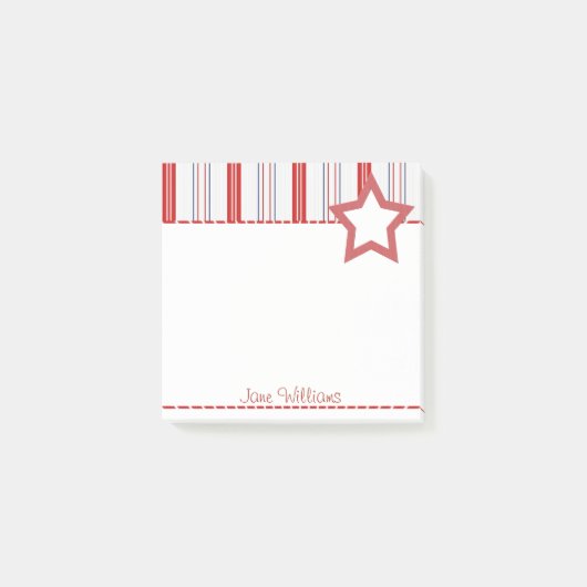 Patriottisch patroon van rode witte en blauwe stre post-it® notes (Voorkant)