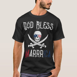 Patriottisch Pirate Gezegde God zegene Amerika Arr T-shirt