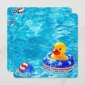 Patriottisch Poolfeest Met Gele Eend Kaart (Voorkant / Achterkant)