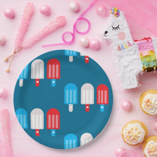 Patriottisch populatiepatroon papieren bordje (Feest)