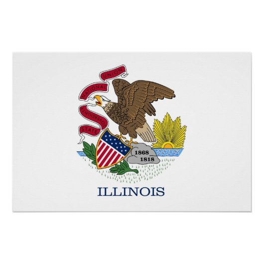 Patriottisch poster met vlag van Illinois Perfect Poster (Voorkant)