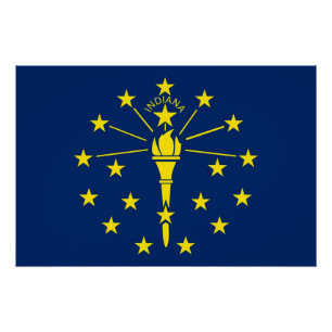Patriottisch poster met vlag van Indiana Perfect Poster