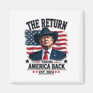Patriottisch President Donald Trump Cowboy neemt A Magneet