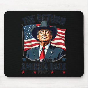 Patriottisch President Donald Trump Cowboy neemt A Muismat