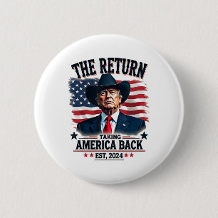 Patriottisch President Donald Trump Cowboy neemt A Ronde Button 5,7 Cm