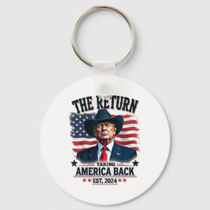 Patriottisch President Donald Trump Cowboy neemt A Sleutelhanger