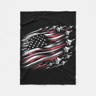 Patriottisch Rood Blauw Amerikaanse Vlag Jets 4th  Fleece Deken