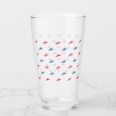 Patriottisch rood-blauw-kreeftpatroon glas (Achterkant)