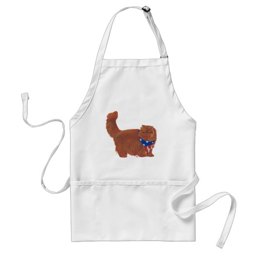 Patriottisch rood langshhair Persian Cat Standaard Schort (Voorkant)