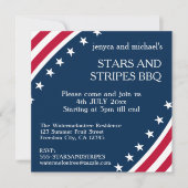 Patriottisch Rood Wit Blauw 4 juli Uitnodiging (Voorkant)