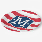 Patriottisch rood wit blauw aangepast monogram Ini Papieren Bordje (Gekanteld)