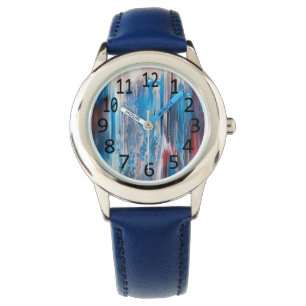 Patriottisch rood wit blauw Abstract schilderij Horloge