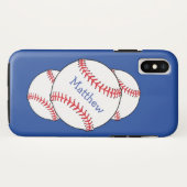 Patriottisch rood wit blauw Baseball iPhone X Hoes (Achterkant (horizontaal))