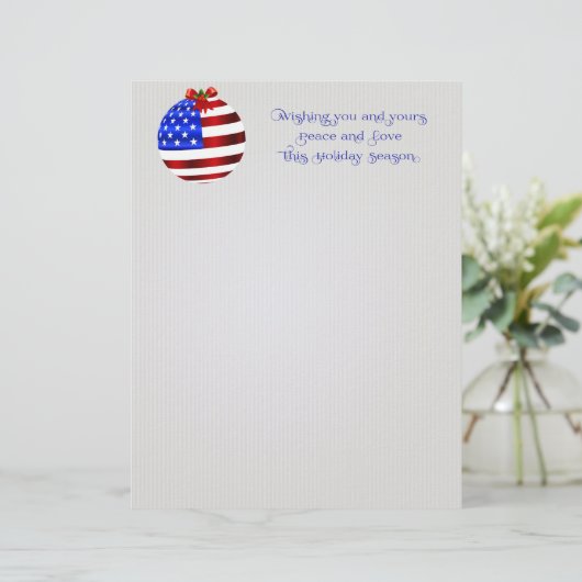 Patriottisch rood wit blauw kerstbriefpapier (Staand voorkant)