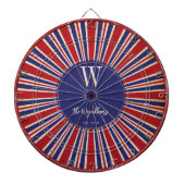 Patriottisch rood wit blauw monogram vastgesteld dartbord (Voorkant)