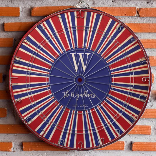 Patriottisch rood wit blauw monogram vastgesteld dartbord