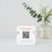 Patriottisch Rood Wit Blauw QR Code Bruiloft RSVP Informatiekaartje (Staand voorkant)