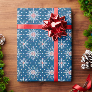 Patriottisch Rood Wit Blauw Sneeuwvlok Kerstverpak Cadeaupapier