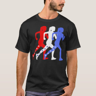 Patriottisch rood wit blauw sterren lopen vrouwen t-shirt